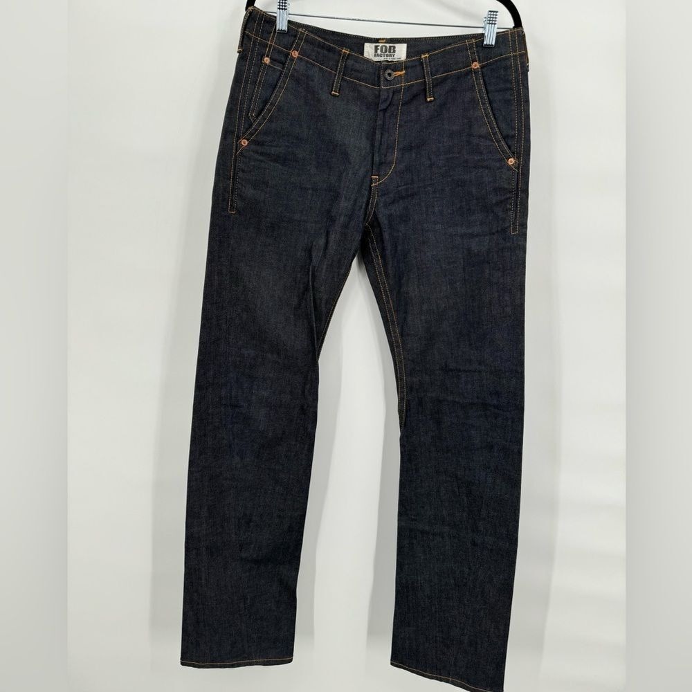 FOB Factory Japanese Denim Men's Jeans Dark Wash Straight Size L